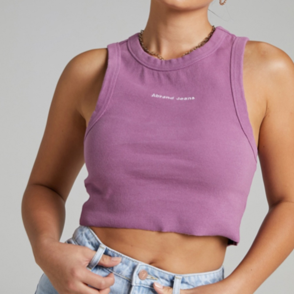 Abrand Ribbed Cropped Tank Top in Lavender Purple